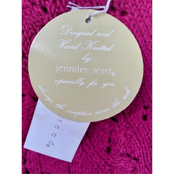 NWT Rare Vintage 80’s Jennifer Reed SZ L Hand Knitted Chunky Mauve Lace … - Picture 10 of 11